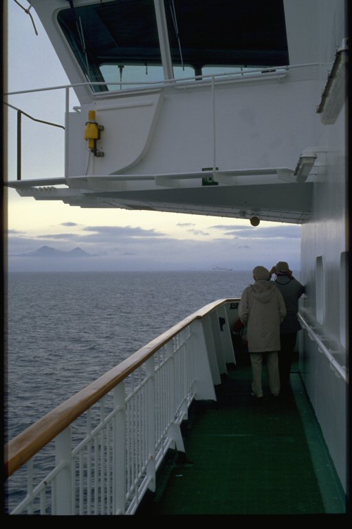 The Lofotenveggen seen from the bow of the Hurtigrute